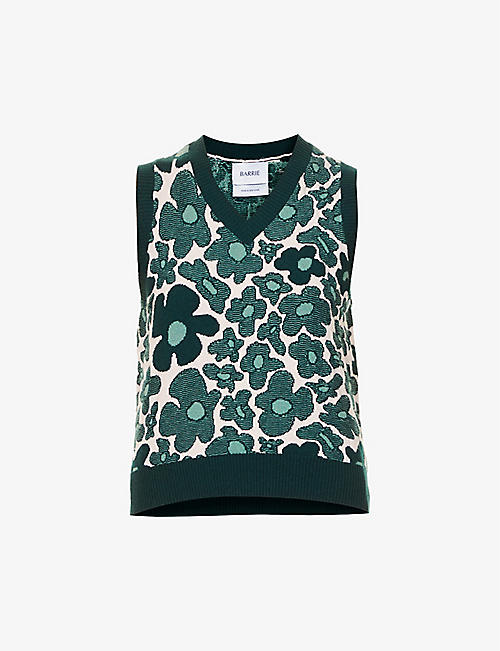 BARRIE: Liquid Flower graphic-print cashmere-cotton-blend sweater vest
