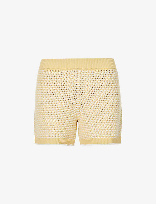 BARRIE: Chunky-knit high-rise cashmere-cotton-blend shorts