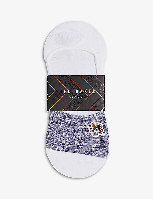 TED BAKER: Invisok flower-embroidered cotton-blend socks