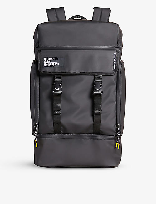 TED BAKER: Walks zip-top rubberised backpack