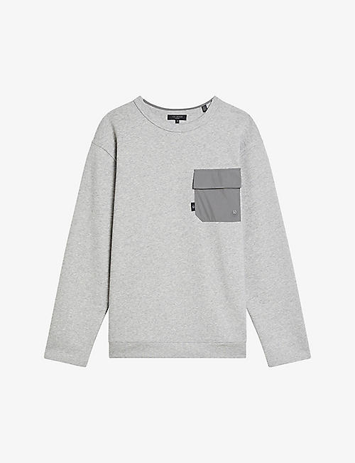 TED BAKER: Birchin logo-tag cotton-blend sweatshirt