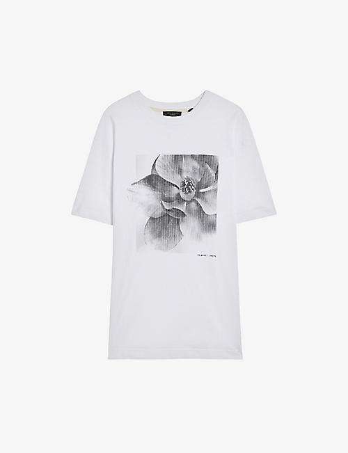 TED BAKER: Hutton flower-print cotton-jersey T-shirt