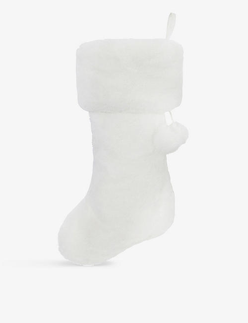 THE WHITE COMPANY: Pompom-embellished faux-fur recycled-polyester stocking 53cm