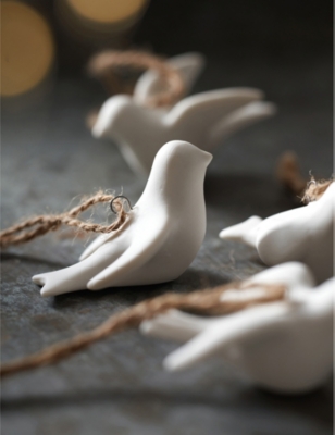 THE WHITE COMPANY: Dove-shaped porcelain Christmas decorations set of four