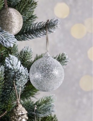 THE WHITE COMPANY: Glistening glitter-embellished glass Christmas decoration 6cm