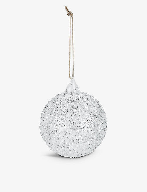THE WHITE COMPANY: Glistening glitter-embellished glass Christmas decoration 6cm