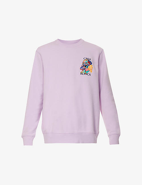 CASABLANCA: Logo-embroidered organic-cotton sweatshirt