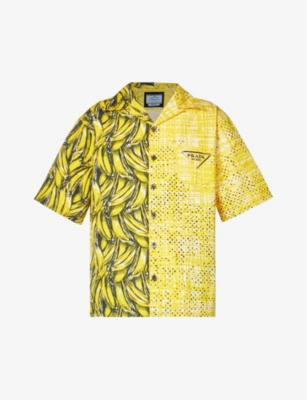 PRADA Banana print relaxed fit cotton poplin shirt Selfridges