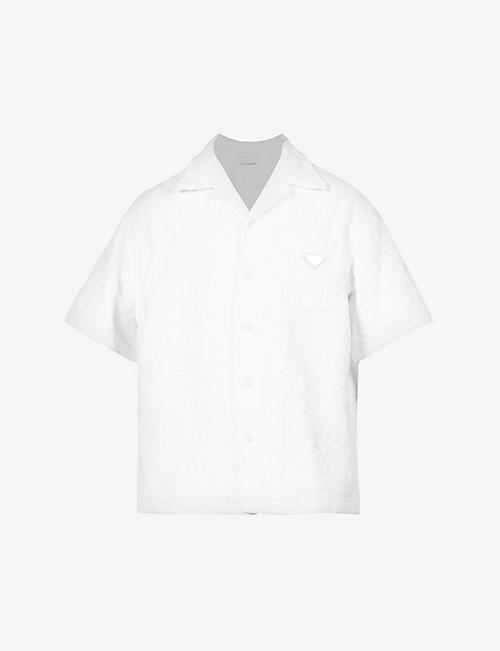 PRADA: Floral-pattern regular-fit cotton-terry shirt