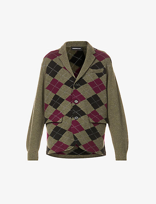 UNDERCOVER: Rhombus-print relaxed-fit cashmere jacket