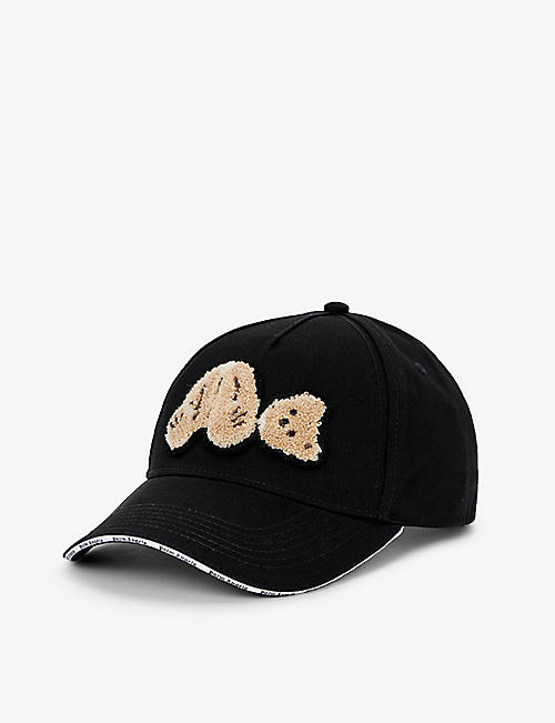 PALM ANGELS: Bear textured cotton baseball cap