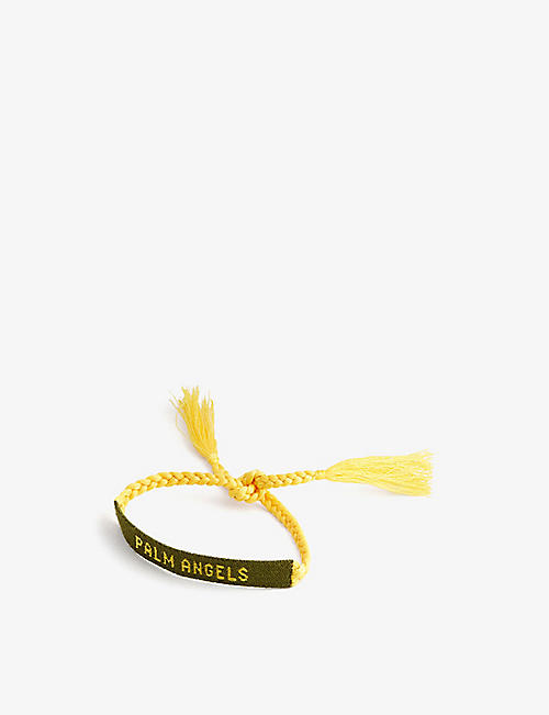 PALM ANGELS: Logo-embroidered woven cord bracelet
