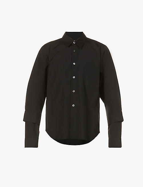 BLACK COMME DES GARCON: Collard pocket-detail cotton-poplin shirt