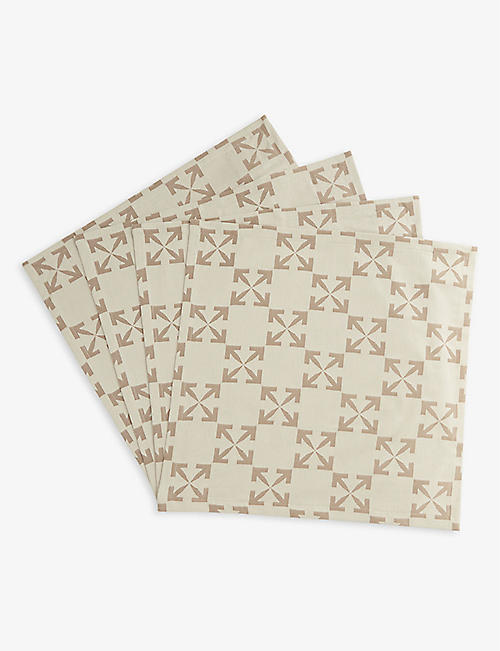 OFF-WHITE C/O VIRGIL ABLOH: Arrow-print cotton napkins set of 4
