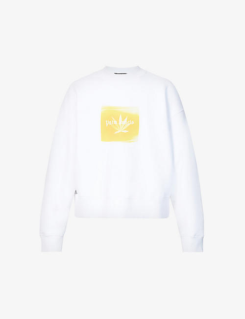 PALM ANGELS: Leaf-print regular-fit cotton-jersey sweatshirt