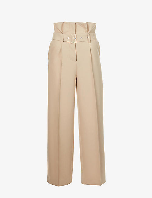 ROKH: Paper-bag high-rise wide-leg woven trousers