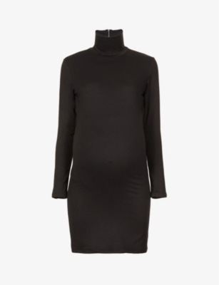 Shop Bumpsuit Womens Black The Nicole Turtleneck Stretch-jersey Mini Dress