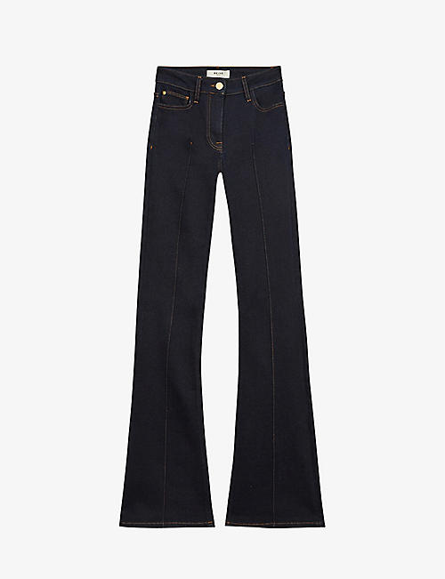 REISS: Bonnie flared high-rise stretch-denim jeans