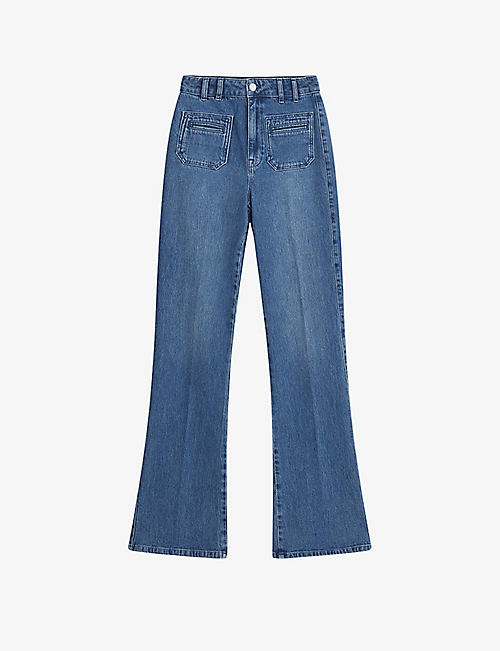 REISS: Isabel wide-leg high-rise stretch- denim jeans