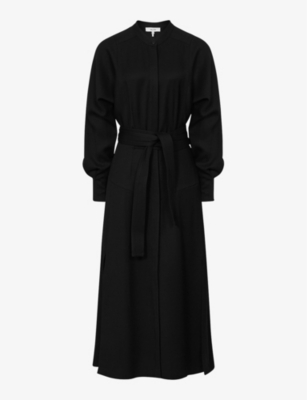 knee length dresses for ladies BRAND NEW REISS DARCY BLACK BELTED MIDI SHIRT DRESS SIZE 8  Whispers Dress  Agency