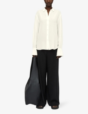 Joseph Womens Ivory Joe Curved-hem Relaxed-fit Silk Shirt In Ivory