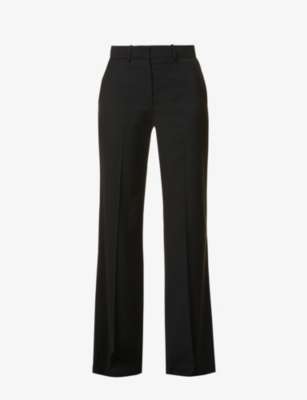 JOSEPH JOSEPH WOMEN'S BLACK MORRISSEY RELAXED-FIT HIGH-RISE STRAIGHT STRETCH-WOOL TROUSERS,54462466