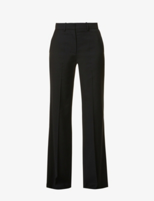 Shop Joseph Womens Black Morissey Tailored Wide-leg Wool-blend Stretch-weave Trousers