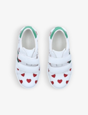 Shop Gucci White/oth Kids New Ace Hearts Leather Trainers 1-4 Years