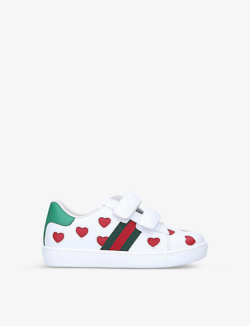 GUCCI: New Ace Hearts leather trainers 1-4 years