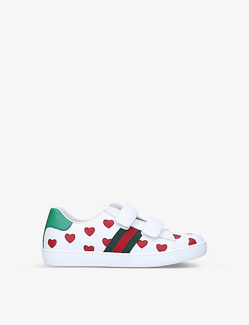 GUCCI：New Ace Hearts 皮革运动鞋 5-8 岁