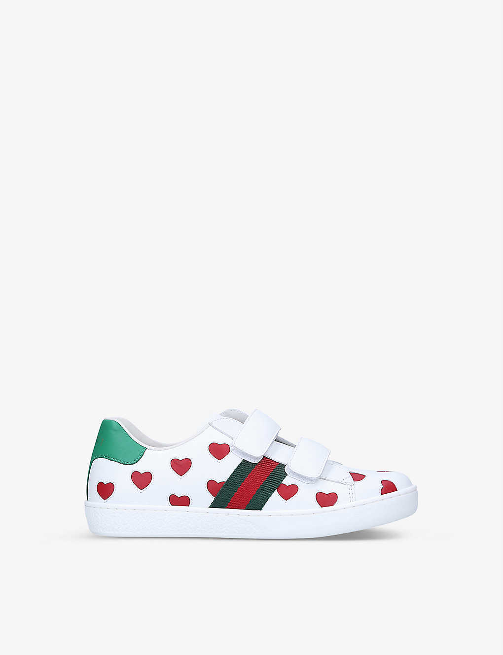 Gucci Kids' New Ace Hearts Leather Trainers 5-8 Years In White/oth