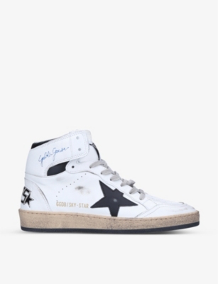 Golden Goose Sky-star High-top Lace-up Sneakers In White/blk