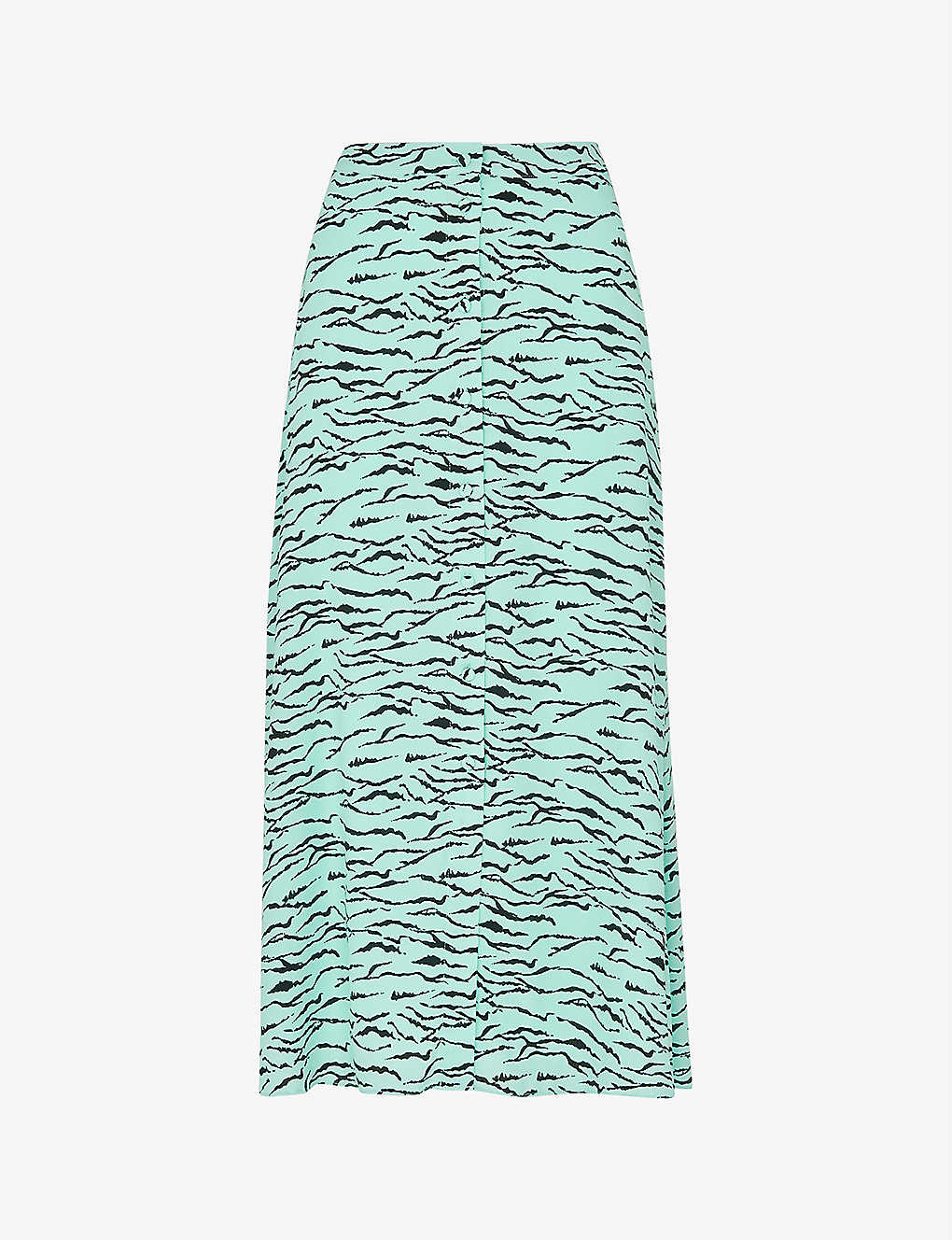 Whistles Womens Multi-coloured Tiger-print Button-front Woven Midi Skirt 10 In Blue