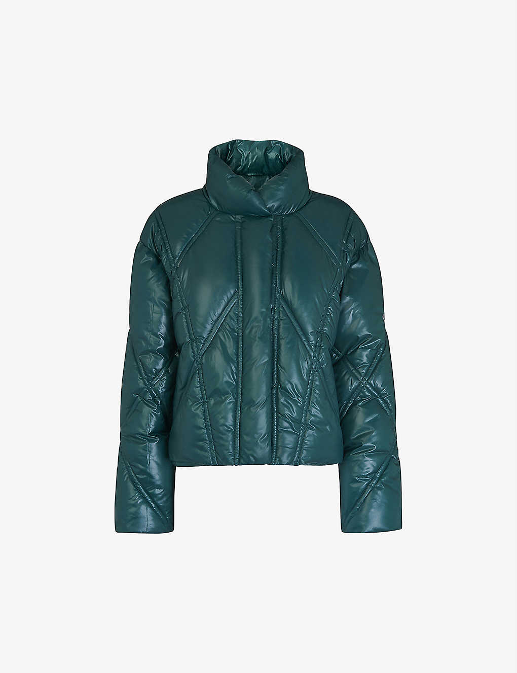 Whistles Elkie Quilted Glossy Shell Jacket In Green