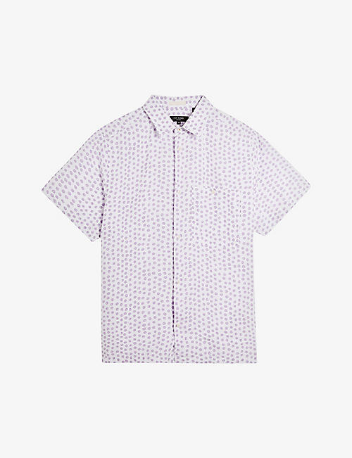 TED BAKER: Ailbert spot-print linen shirt