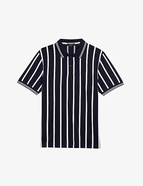 TED BAKER: Kimbell textured stripe cotton polo shirt
