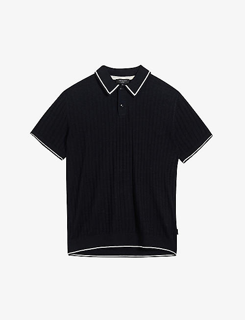 TED BAKER: Pitfield ribbed knitted polo shirt