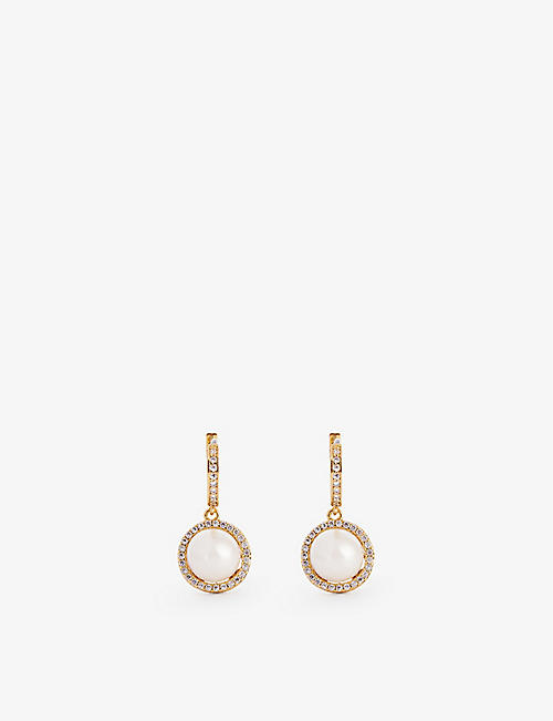 KATE SPADE NEW YORK: Something Sparkly Spade metal, cubic zirconia and faux-pearl earrings
