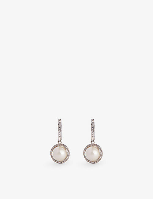 KATE SPADE NEW YORK: Something Sparkly Spade metal, cubic zirconia and faux-pearl earrings