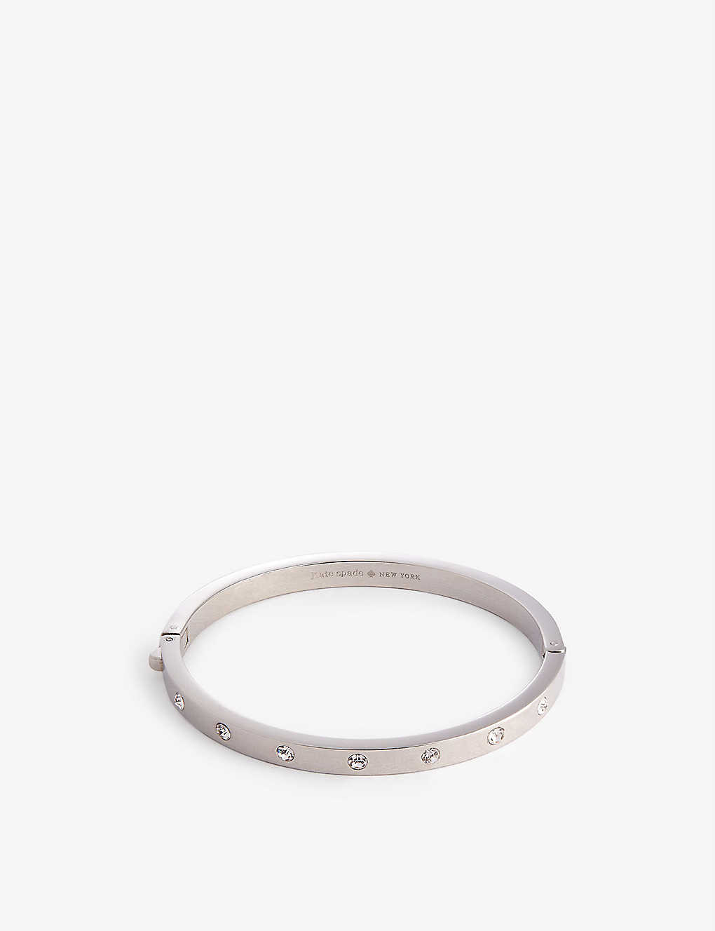 Kate Spade Set In Stone Brass And Glass Bangle In Clear/silver
