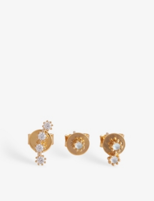 PD PAOLA Ocean Gold 18ct yellow gold-plated sterling-silver, cubic zirconia, and crystal earrings