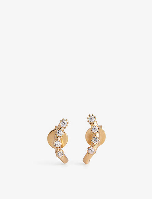 PD PAOLA: Motion 18ct yellow gold-plated sterling-silver and cubic zirconia earrings
