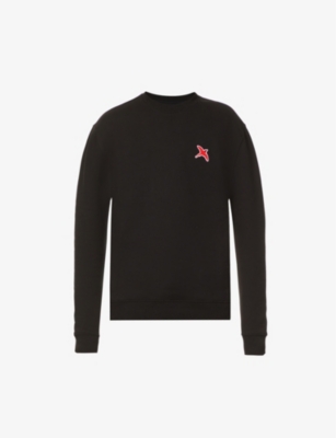 Bird embroidered-appliqué organic-cotton sweatshirt