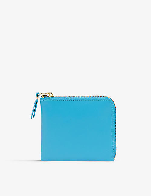 COMME DES GARCONS: Brand-print leather half-zip wallet