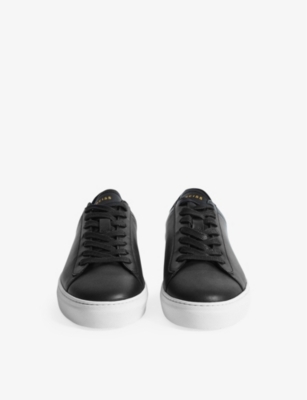 Shop Reiss Men's Black Finley Leather Low-top Trainers