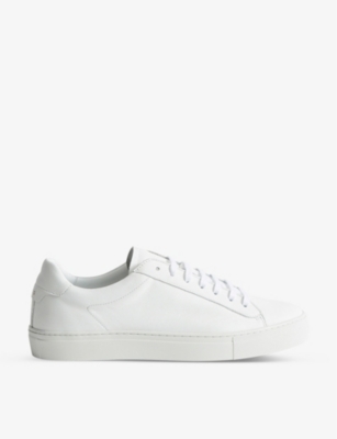 REISS REISS MEN'S WHITE FINLEY LEATHER LOW-TOP TRAINERS,54575005