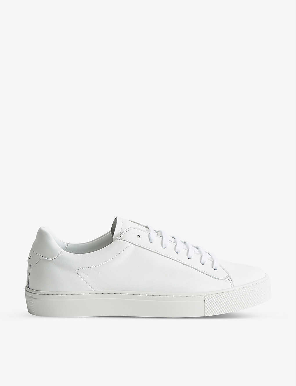 REISS REISS MEN'S WHITE FINLEY LEATHER LOW-TOP TRAINERS,54575005