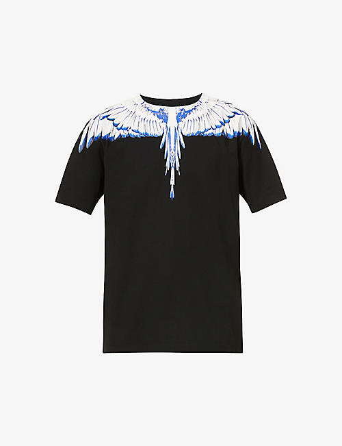 MARCELO BURLON：翅膀图案印花平纹针织棉 T 恤