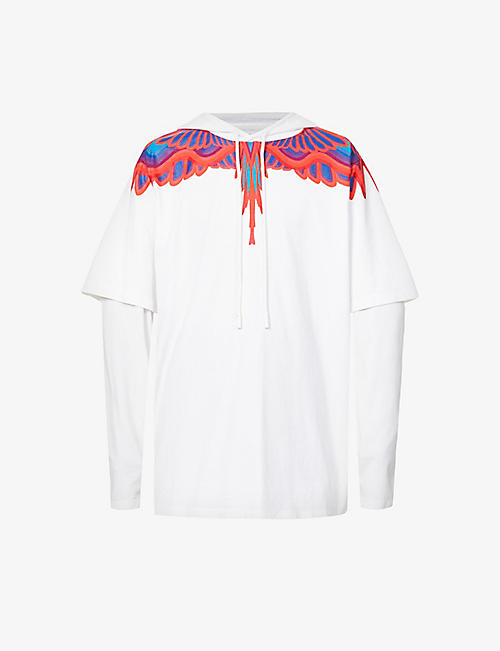 MARCELO BURLON: Wings graphic-print cotton-jersey hoody