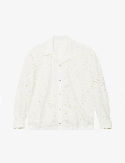 TOGA VIRILIS: Floral-embroidered long-sleeved lace shirt